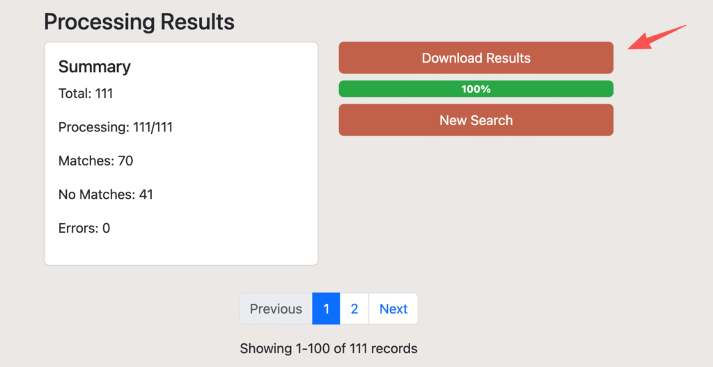 Download Results Button