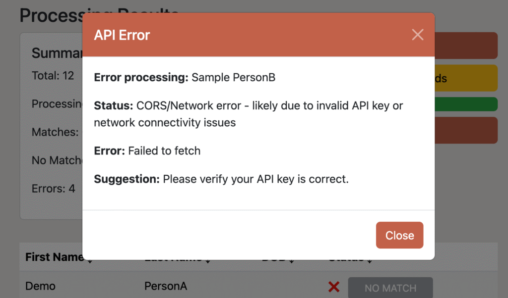 Error Message Examples