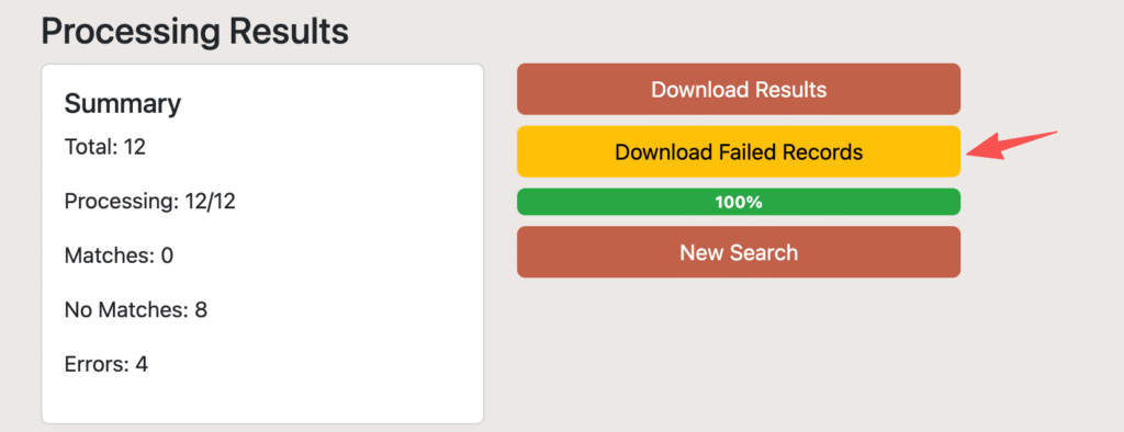 Download Failed Records