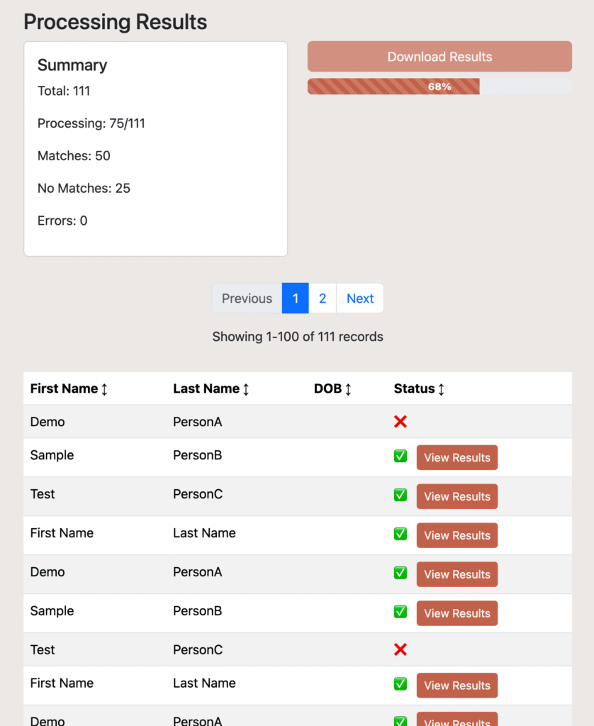 Processing Monitor with Progress Bar